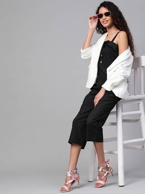 Black Strappy Button Detail Jumpsuit 4