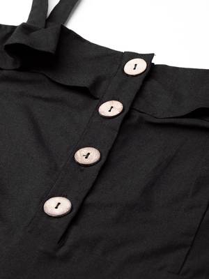 Black Strappy Button Detail Jumpsuit 5
