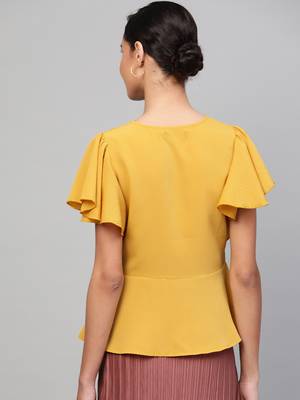 Mustard Front Button Peplum Top 3
