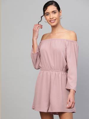 Baked Pink Off Shoulder Romper 1