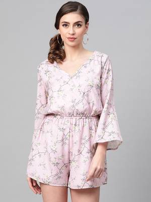 Lilac Floral Wrap Romper 1