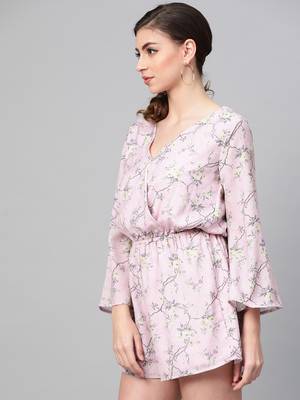 Lilac Floral Wrap Romper 2