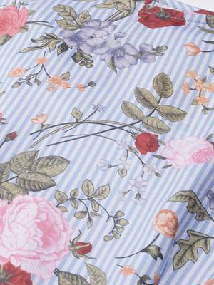 Blue Striped Floral Flare Sleeve Crop Top 5