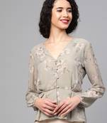 Olive Floral Peplum Top