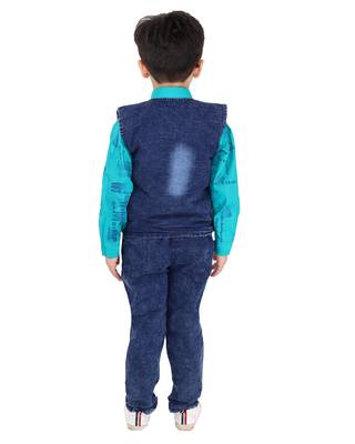 Green printed cotton silk boys-suit 5