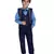 Blue printed cotton silk boys-suit