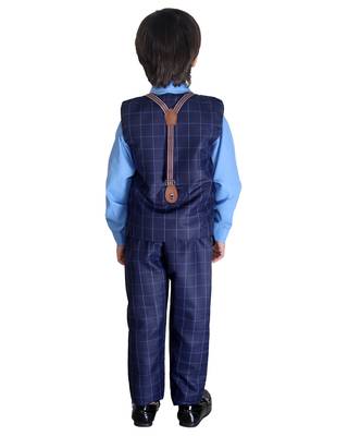 Blue printed cotton silk boys-suit 5