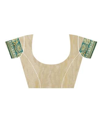 blue printed polyester saree with blouse 2