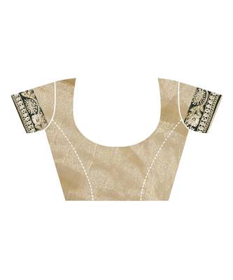 green  printed polyester saree with blouse 2