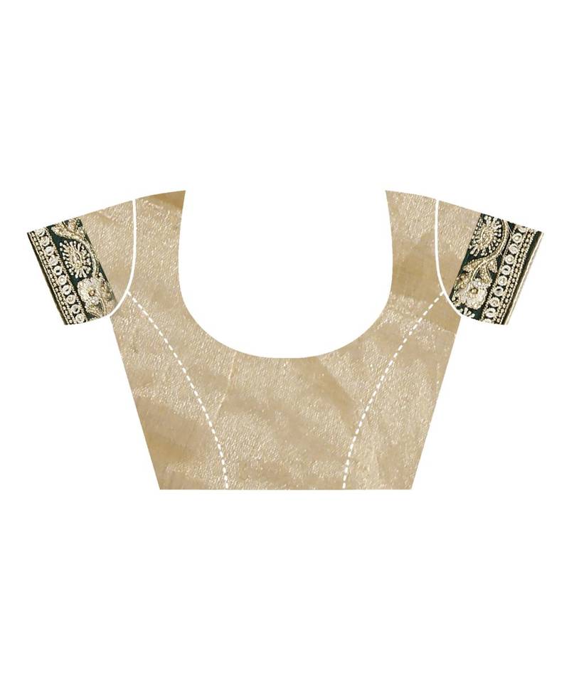 green  printed polyester saree with blouse