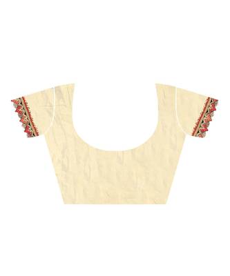red printed art silk saree with blouse 2