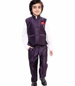 Grey printed cotton silk boys-suit