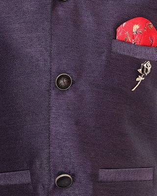 Grey printed cotton silk boys-suit 4