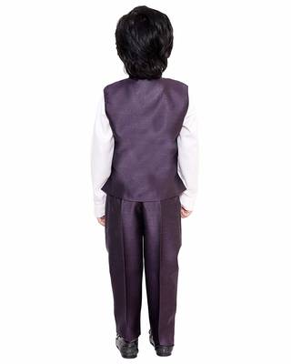 Grey printed cotton silk boys-suit 5