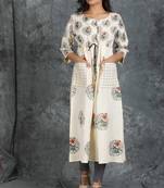 Off-white printed cotton cotton-kurtis