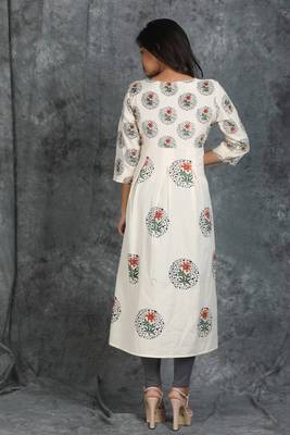 Off-white printed cotton cotton-kurtis 2