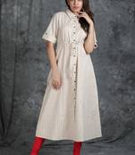 Off-white printed cotton cotton-kurtis