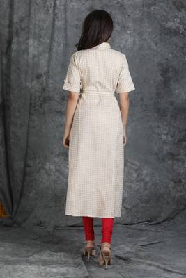 Off-white printed cotton cotton-kurtis 2
