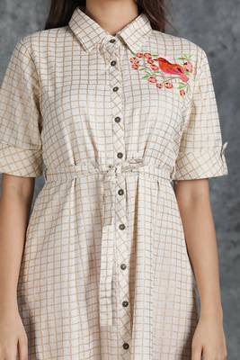 Off-white printed cotton cotton-kurtis 3