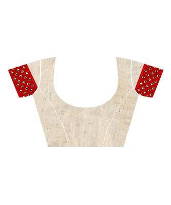 red printed cotton saree with blouse 2
