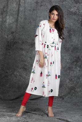 White printed rayon silk-kurtis 3