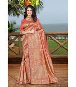 red printed art silk saree with blouse