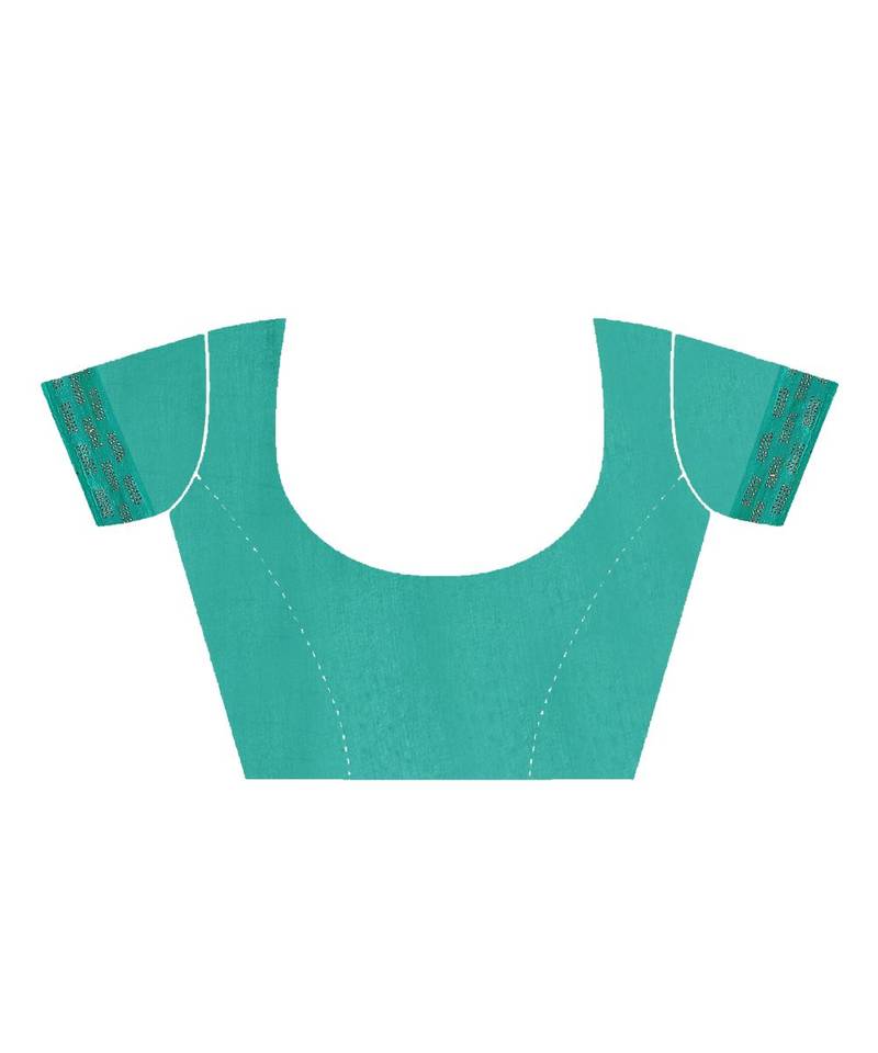 green  printed polyester saree with blouse