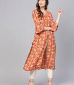 Women Orange Ethnic Motifs A-Line Rayon Kurta