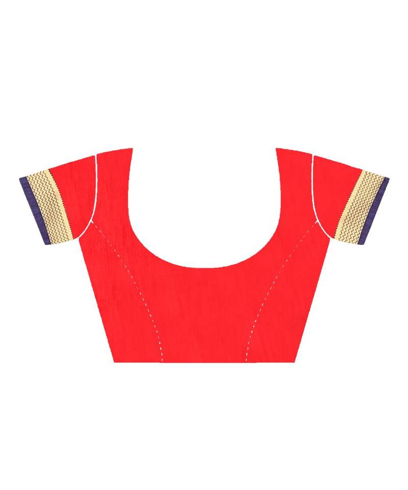 red printed chiffon saree with blouse