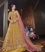 Yellow multi resham work net salwar
