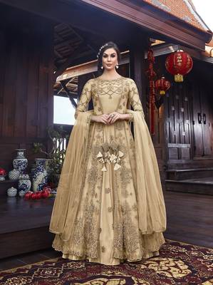 Beige multi resham work net salwar 1