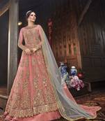 Pink multi resham work net salwar