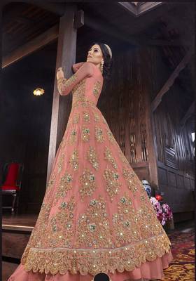 Pink multi resham work net salwar 2