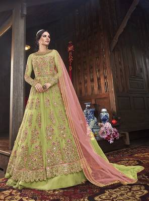 Green multi resham work net salwar 1