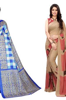 Combo Of 2 Printed Georgette & Art Silk Saree With Blouse