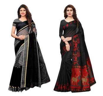 Combo Of 2 Printed Art Silk Saree With Blouse 1