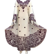 white georgette moroccan islamic dubai kaftan farasha aari and stone work dress