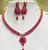 Red Brass American Diamond Color Stone Necklace