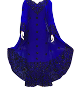 royal blue georgette moroccan islamic dubai kaftan farasha aari and stone work dress