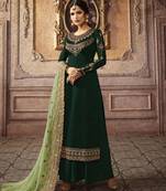 Green Heavy Faux Georgette Designer Plazo Suit