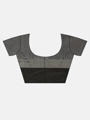 Black plain linen saree with blouse 5