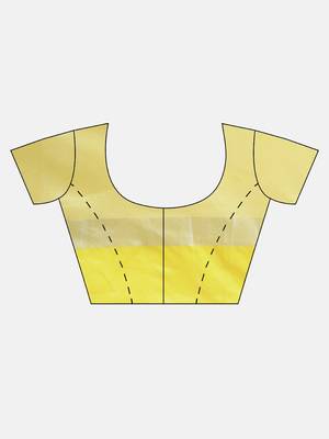 Yellow plain linen saree with blouse 5