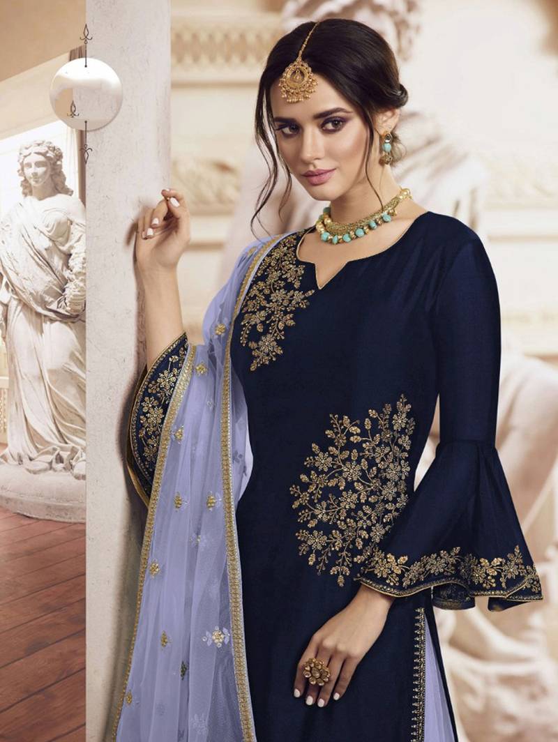 silk plazo suit design