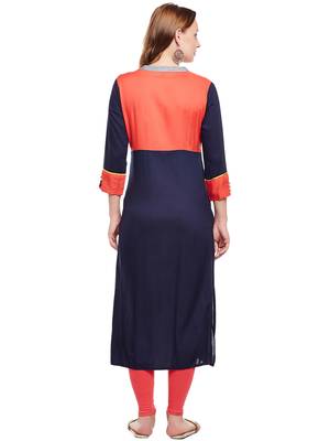 Navy-blue woven rayon kurtas-and-kurtis 2