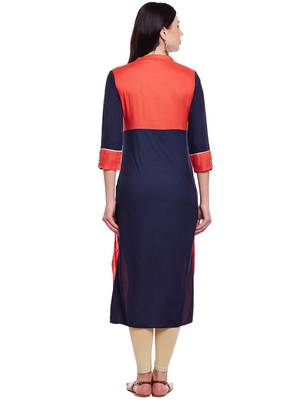 Orange woven rayon kurtas-and-kurtis 2