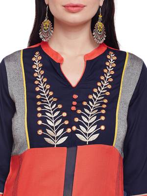 Orange woven rayon kurtas-and-kurtis 5