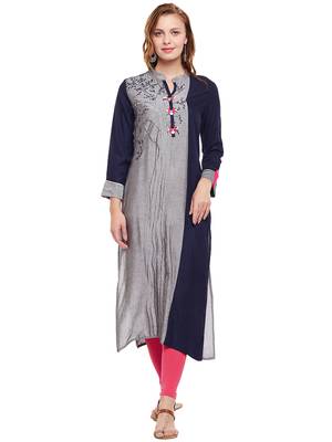 Grey woven rayon kurtas-and-kurtis 1