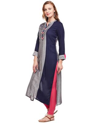 Grey woven rayon kurtas-and-kurtis 3