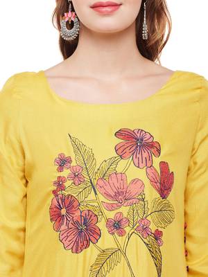 Yellow woven rayon kurtas-and-kurtis 5