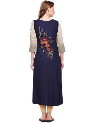 Navy-blue woven rayon kurtas-and-kurtis 2